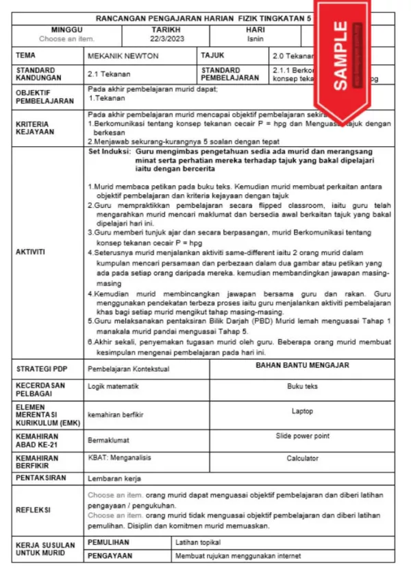 RPH Fizik Tingkatan 5 KSSM