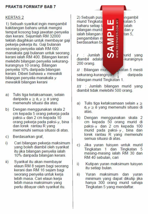 Soalan Latihan Matematik Tambahan Tingkatan 5 KSSM