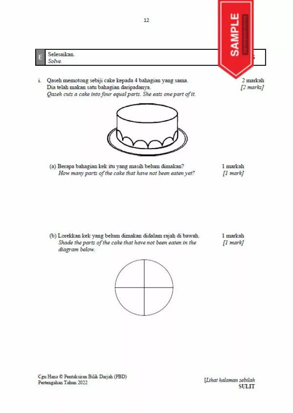 Soalan Ujian Pertengahan Tahun Matematik Tahun 1 2022