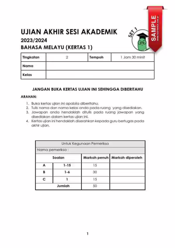 Ujian Akhir Tahun Tingkatan 2 UASA 2023-2024