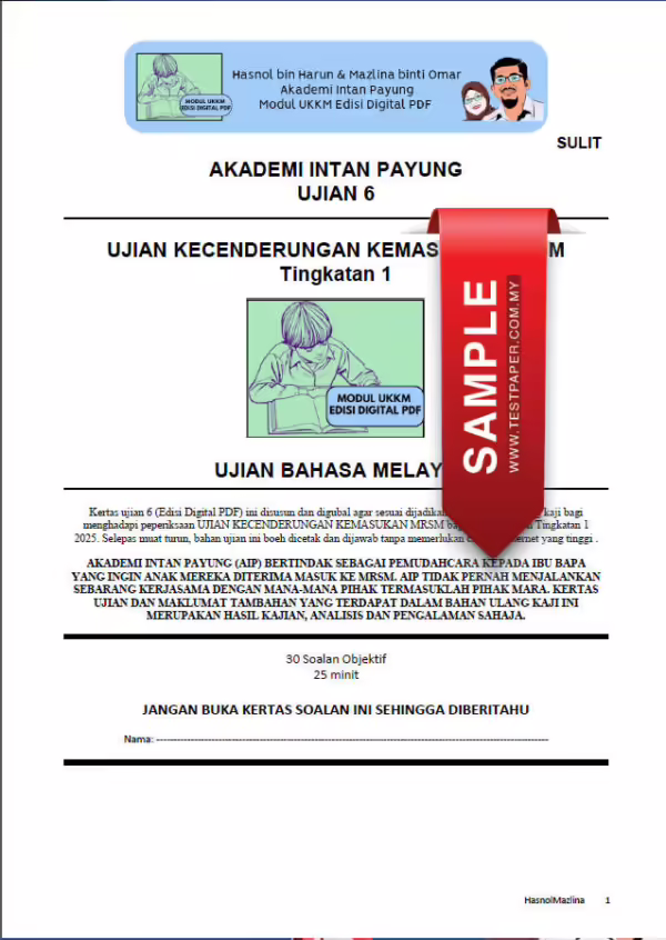Soalan Latihan UKKM Ujian 6 Tahun 6 2024